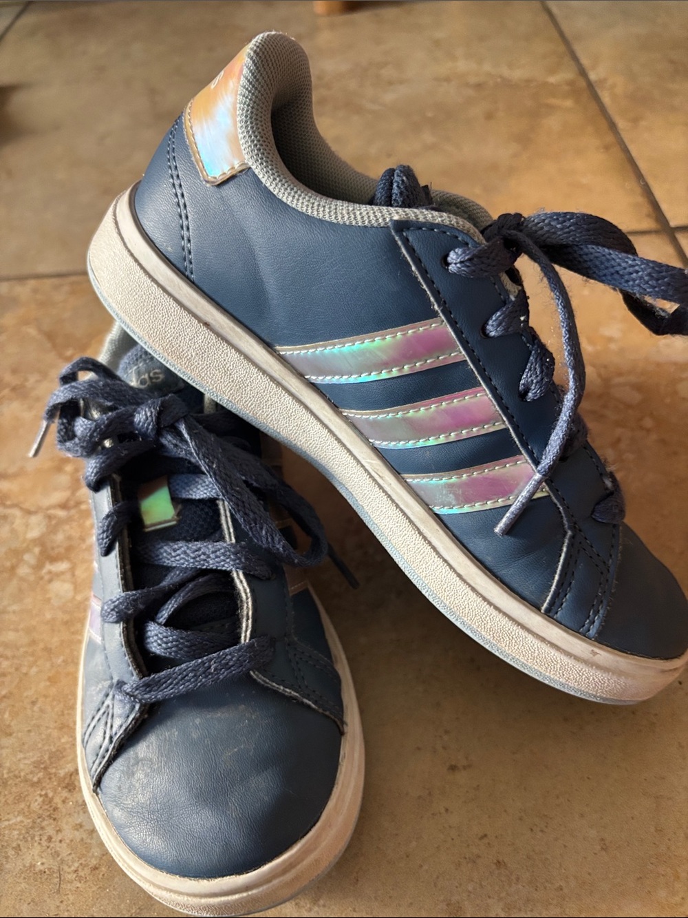 adidas Kids Navy Sneakers with Iridescent Heel - Picture 2 of 11